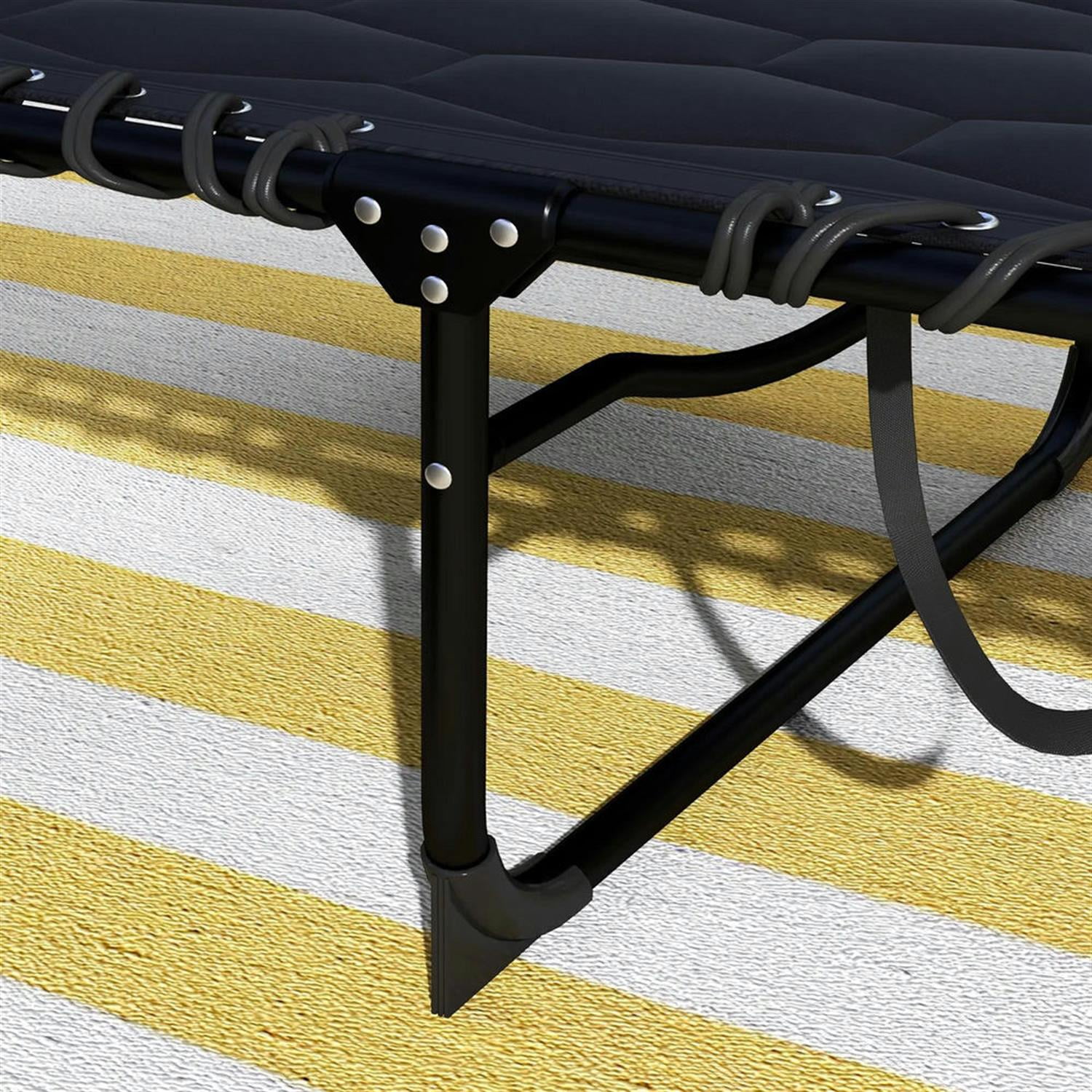 Demi Bonn Outdoor Folding Lounger Chaise with Reclining, Heavy Duty Frame, Portable Relaxation for Beach, Yard, Patio, Black