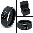 thumbnail image 4 of Tungsten Infinity Heart Shaped Emoji Art Band Ring 8mm Men Women Comfort Fit Black Beveled Edge Polished, 4 of 4