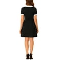 thumbnail image 3 of INSPIRE CHIC Women's Fit and Flare Contrast Color Bowtie Neck Dresses Black XS, 3 of 7