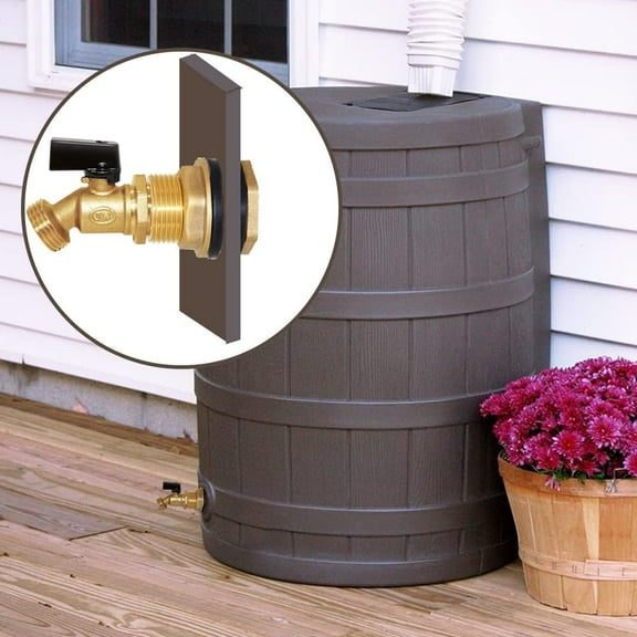 PYYAN-Brass Water Container/Rain Barrel Spigot 3/4" to 1/2" Male Threaded Quarter Turn Ball Valve & 1/2" Female to 3/4" Male Threaded Bulkhead Fitting Water Tank Connector