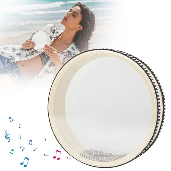Goowood 4 Inch Ocean Drum Hand Drums Sound Bath Instruments Hardwood Frame Drum Wave Sounds for Yoga Meditation Relaxation
