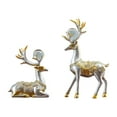thumbnail image 3 of 2x Modern Couple Deer Statue, Reindeer Figurines Sitting and Standing Collectable Resin Elk Sculpture for Apartment Decor Housewarming Gift Argent, 3 of 9