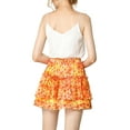 thumbnail image 4 of INSPIRE CHIC Women's Floral Tiered Ruffle Skirts Cute Summer Flowy Chiffon Mini Skirt XL Orange, 4 of 8