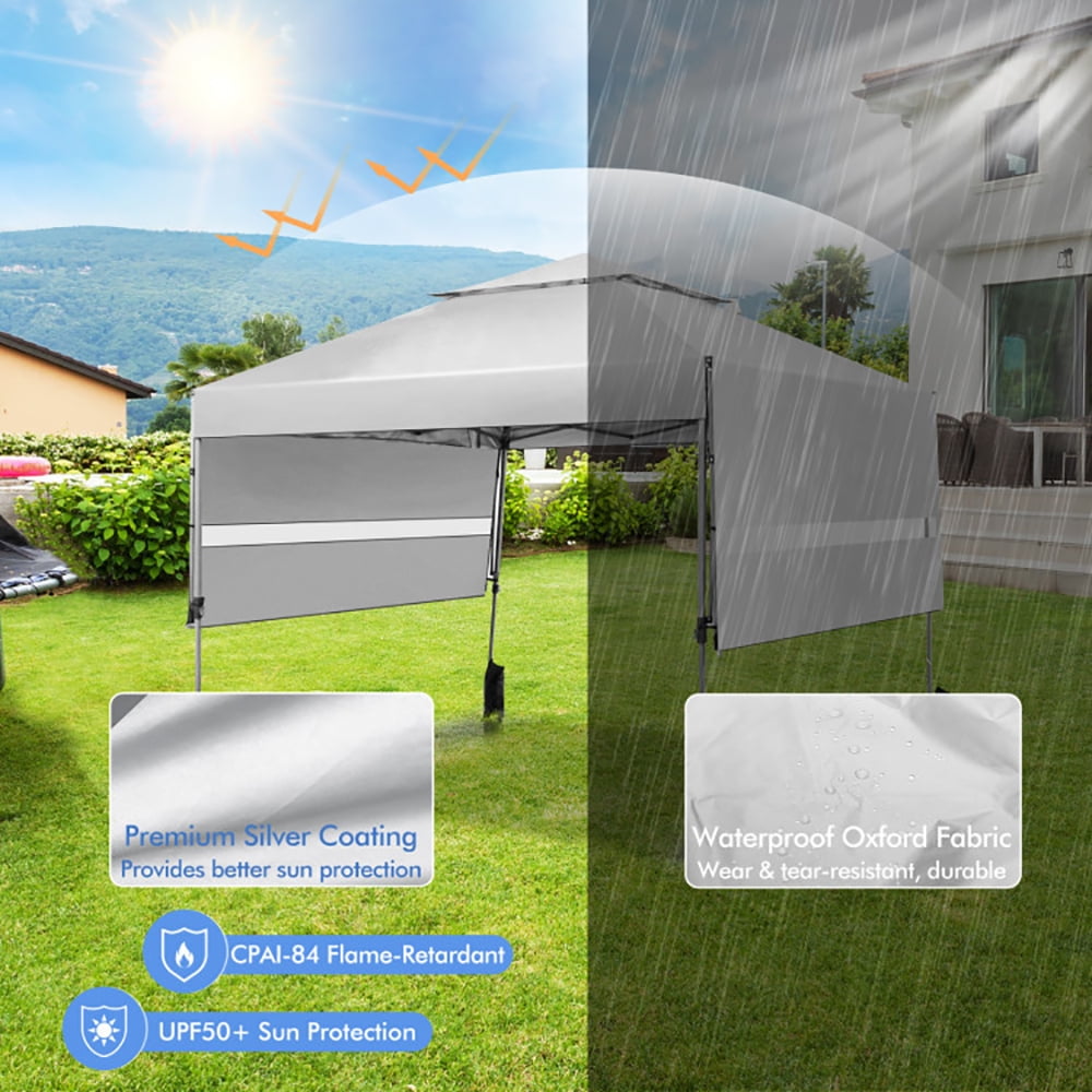Aimee Lii 10 x 17.6 Feet Outdoor Instant Pop-up Canopy Tent with Dual Half Awnings, Backyard Canopy Gazebo for Party Camping BBQ Events, White
