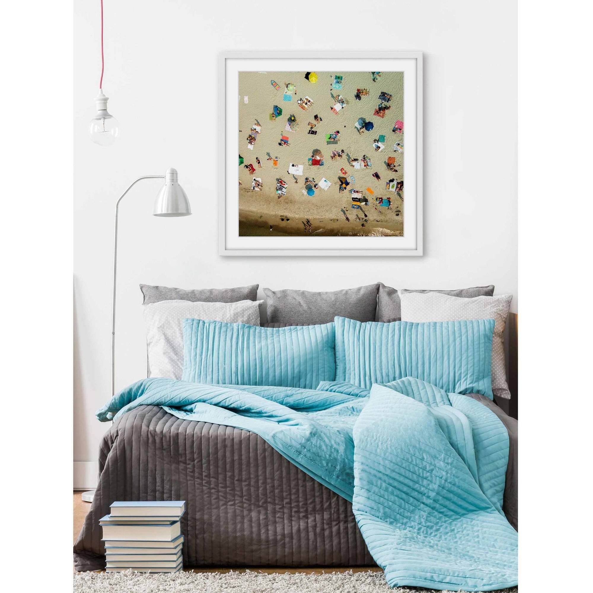 "Beach Towels" Framed Painting Art Print, 12.0" x 1.5"