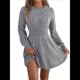 thumbnail image 3 of Vestido Tipo Jersey de Larga con Cuello Alto para Mujer, Informal, Holgado, de Punto Acanalado, Minivestido Corto de Otoño. Gris XL, 3 of 10