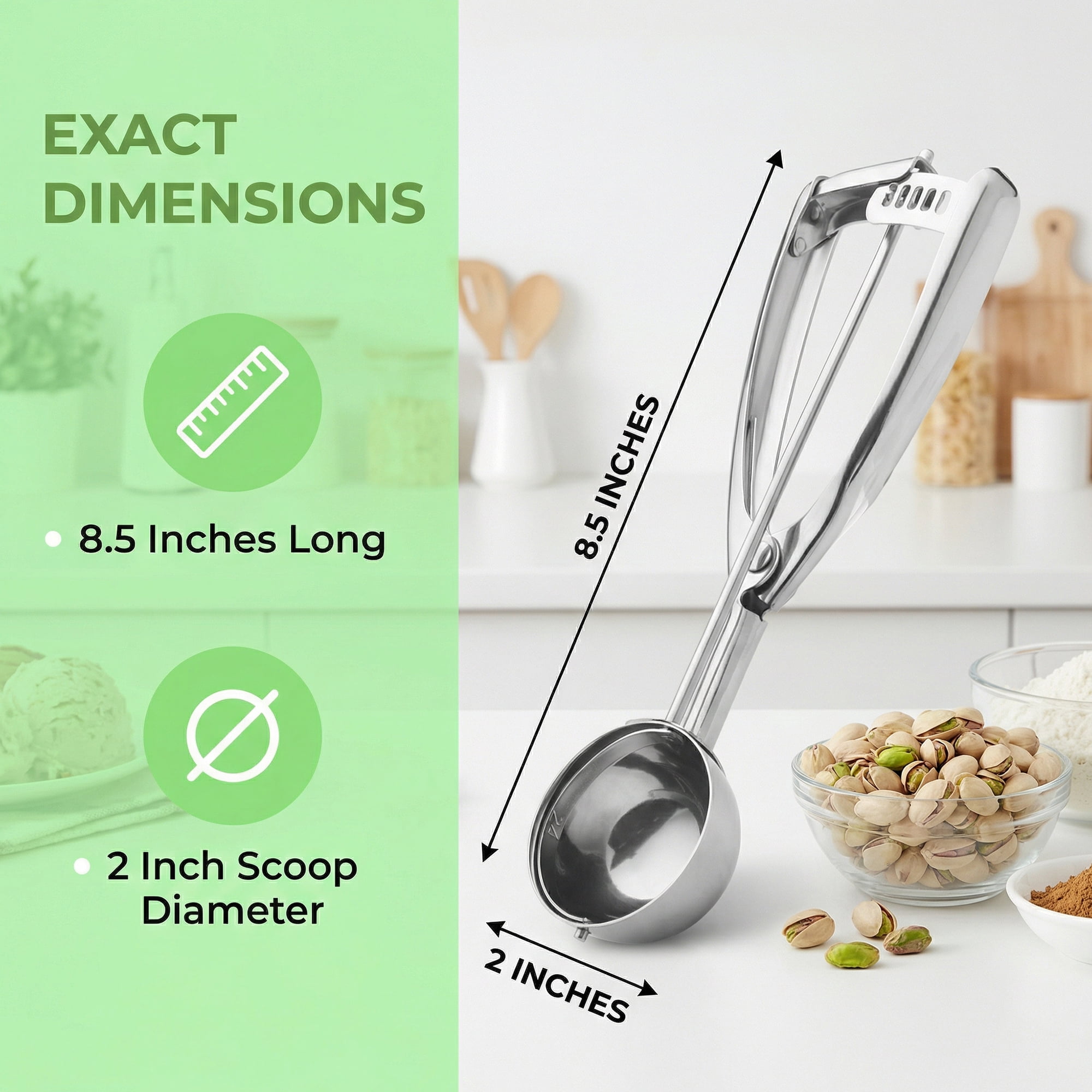 Unique Bargains Easy Clean Tool Stainless Steel Ice Cream Scoop Silver 8.5in