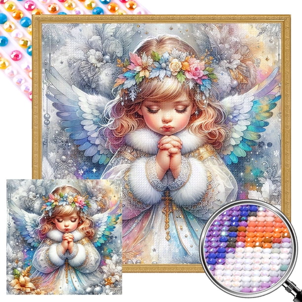 5D DIY Taladro Parcial AB Diamante Pintura Ángel Oración 35x35cm