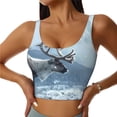 thumbnail image 1 of Balery Winter Reindeer In Snowy Mountains Sujetadores deportivos con espalda cruzada para mujer, acolchados, sin costuras, de alto impacto, ideales para yoga, gimnasio, entrenamiento y fitness.-Small, 1 of 8