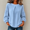 thumbnail image 2 of yillto Womens Top Puff Long Sleeve Textured Fashion Shirts Solid Color Loose Lightweight Sweatshirts, 2 of 5