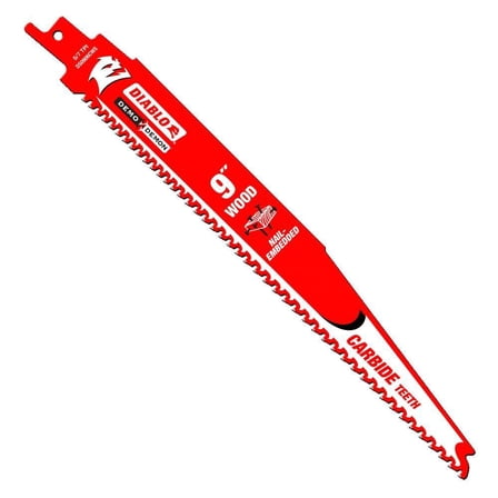 Diablo Demo Demon Reciprocating Saw Blades with Carbide Teeth for Nail-Embedded Wood - Variable Tooth Design, 5/7 TPI, 9" Length, 10-Pack - DS0906CWS10 CA2
