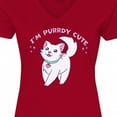thumbnail image 4 of Inktastic I'm Purrdy Cute White Kitty Cat Women's V-Neck T-Shirt, 4 of 5