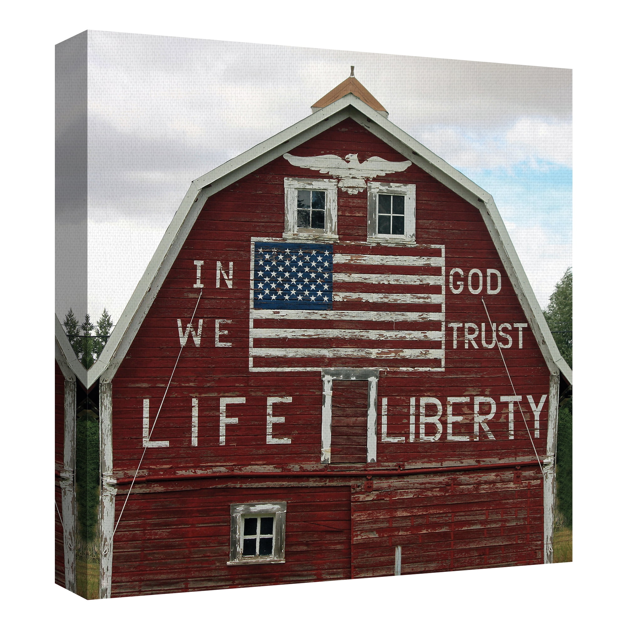 Patriotic Barn Scenes In God We Trust by Willowbrook Fine Art Canvas Art