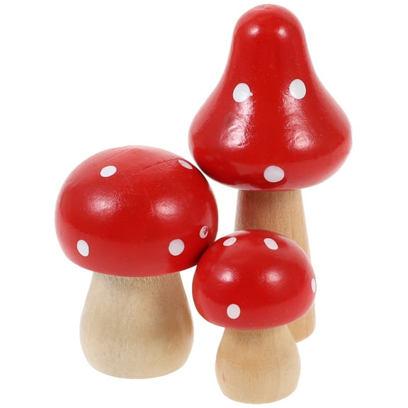 HOMEMAXS Simulated Mushroom Sculpture for Garden Decor Synthetic Material Bright Red Color 3 Pcs