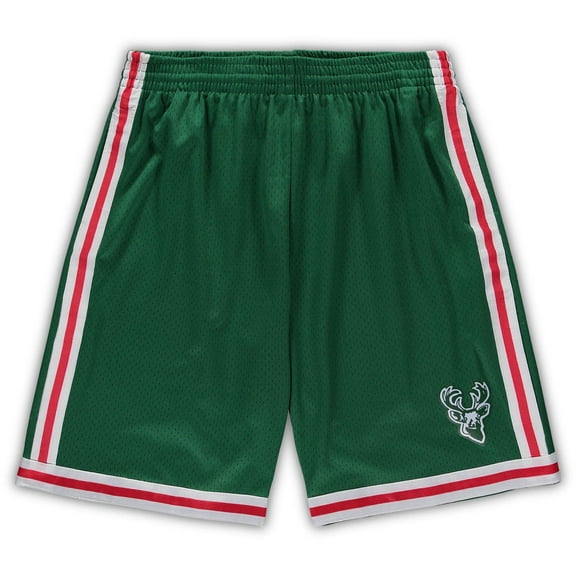 Men's Mitchell & Ness Green Milwaukee Bucks Big & Tall Hardwood Classics Team Swingman Shorts