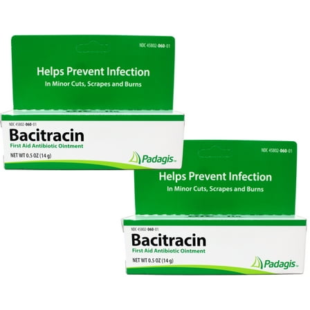 Bacitracin Ointment First Aid Antibiotic, Prevent Infection Minor Cut, 0.5oz (14g) - 2 Pack