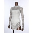 thumbnail image 6 of Rswnyirn Women's Floral Lace Figure Skating Dress Long Sleeve Gymnastics Ballet Leotard Dance Dress Ivory XL, 6 of 7