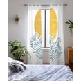thumbnail image 3 of Yellow Sun Rise Sheer Curtains 84 Inch Length 2 Panels Set for Living Room/Bedroom, Ocean Waves Coastal Abstract Art Kitchen Curtains Grommet Semi-Sheer Curtains Drapes Window Treatments 42"x84"x2, 3 of 7