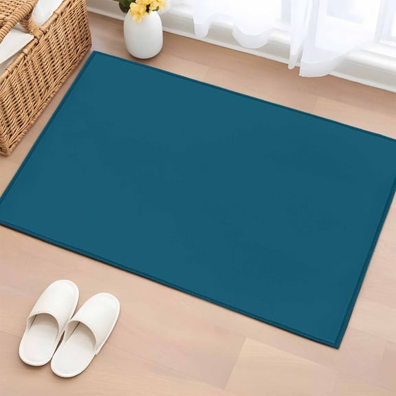 Rectangle Area Rug 2x3ft, Dark Teal Non-Slip Non-Shedding Floor Mat, Solid Green Color Washable Sturdy Carpet for Living Room Bedroom Home Decor