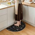 thumbnail image 4 of Half Circle Door Mat 18"×30" Whimsical Lunar Absorbent Door Mat Outside Entrance Lunar Cycle Purple Butterfly Floral Quartzcrystals Black Low-Profile Non Slip Front Rug for Kitchen Bathroom Bedroom, 4 of 9