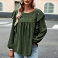 thumbnail image 2 of Pompotops Blouse à Manches Longues Col Rond Mode Décontractée pour Femmes, Couleur Unie, Toutes Saisons, Liquidation, 2 of 8