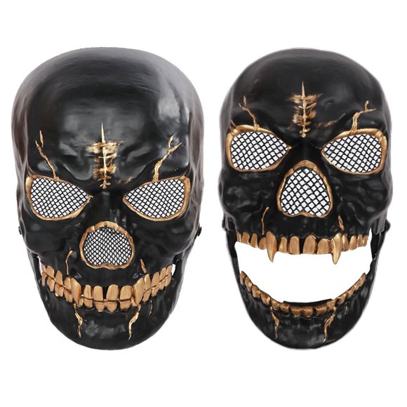 Skeleton Face Cover With Movable Jaw Halloween Costume Horror Face Covering Scary Skeleton Face Cover For Cosplay Carnival Party
