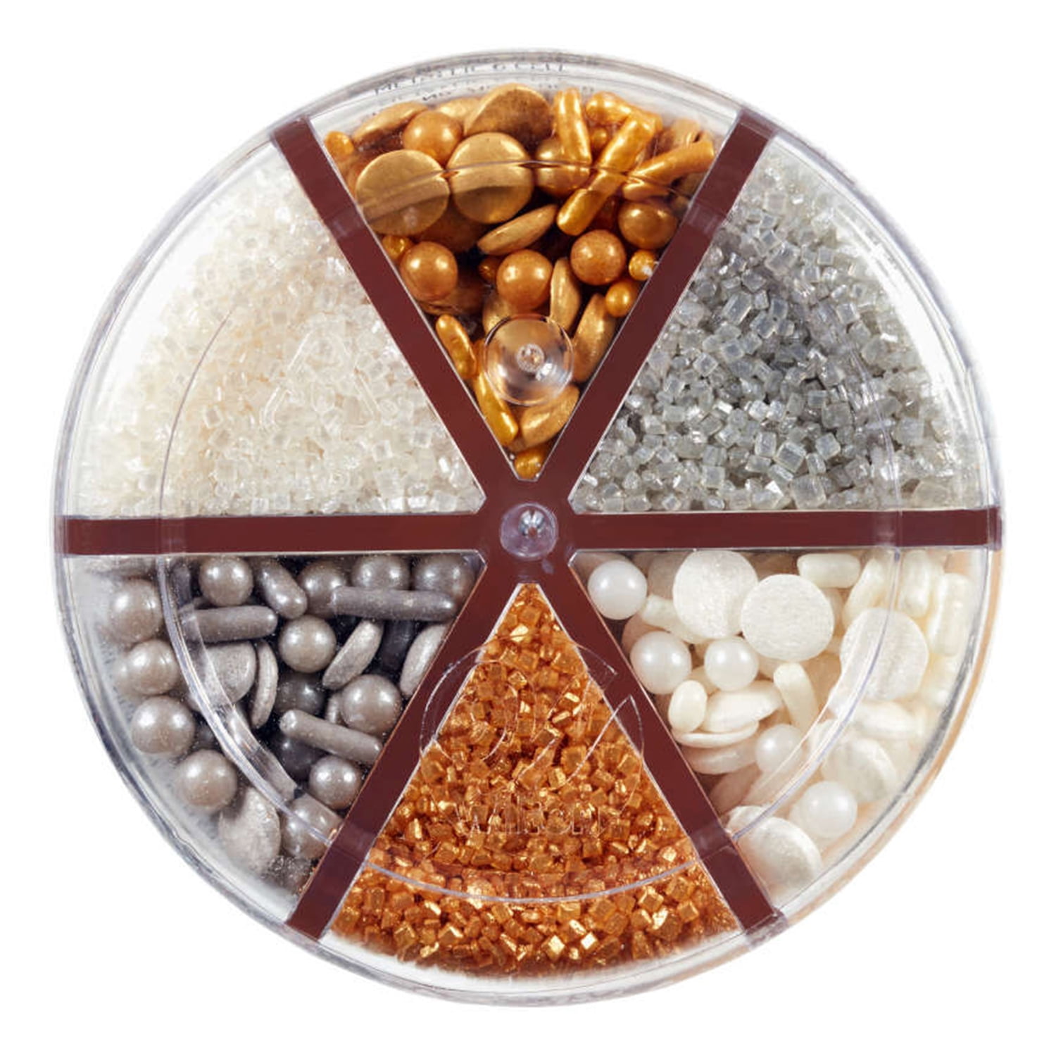 Wilton Metallic Sprinkles Edible Sprinkle Mix Assorted 7 oz. 6-Cell Container Silver Gold Copper
