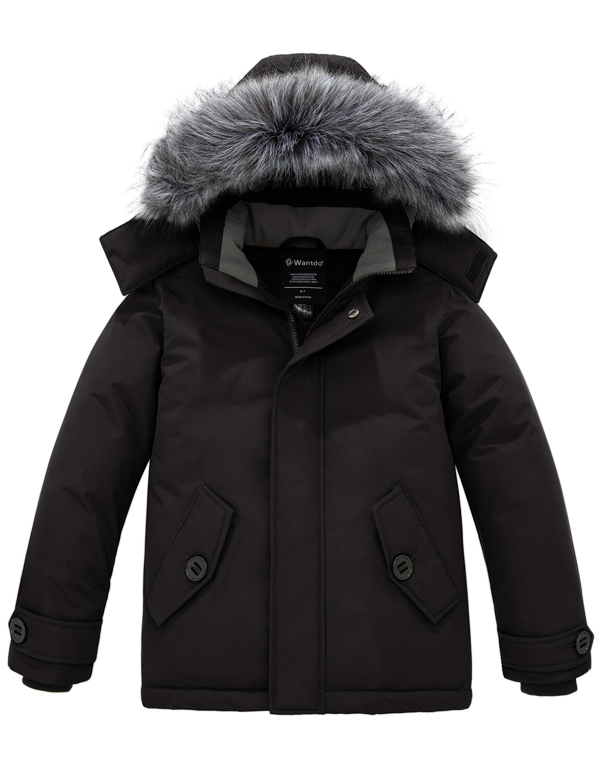 Wantdo Boy's Waterproof Warm Winter Coat Thicken Padded Puffer Jacket with Hood 