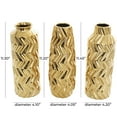 thumbnail image 3 of DecMode 4"W, 11"H Dimensional Chevron Textured Gold Ceramic Vase with Varying Shapes, Set of 3, 3 of 10