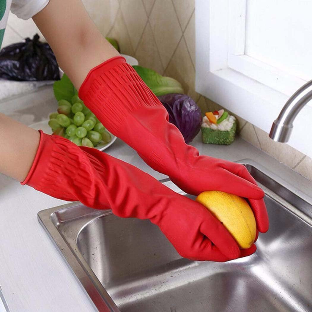 Durable Dishwashing Gloves Waterproof Rubber Latex Kitchen Cleaning Gloves Tool 