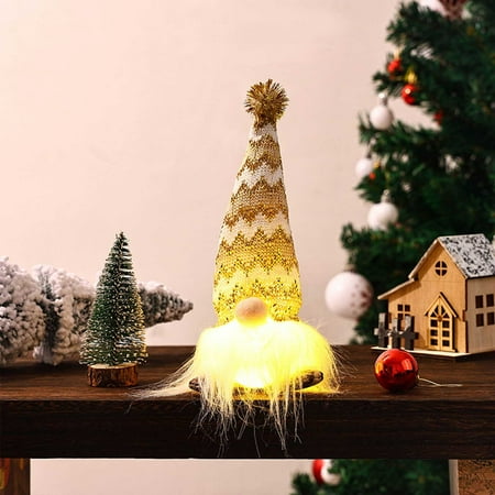 

UAEBM No-Face Doll Night Light with Adorable Design Battery-Powered Christmas Scene Nightlight Multicolor Knitting Golden forest Ornament Multicolor