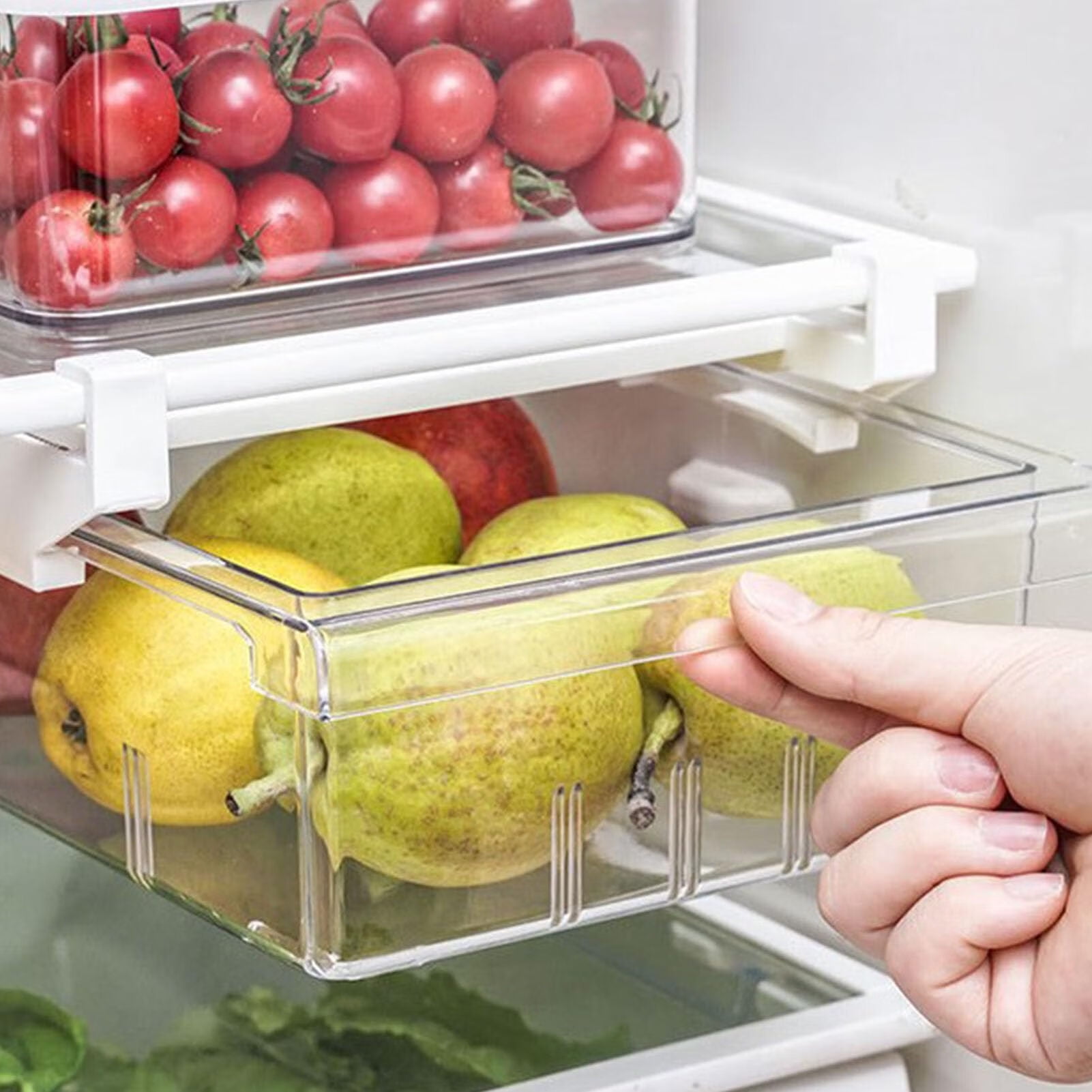 Refrigerator Drawer, Large Capacity Transparent Rectangular Fridge Under Shelf Drawer Fridge Organizer Bin For Cheese, Deli Meat, Drinks, Fruit, Vegetable