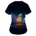 thumbnail image 3 of VKOYWKM Womens Scrubs Halloween Pumpkin Ghost Graphic Tshirts Nurse Uniforms Short Sleeve V Neck Loose Working Uniforms with Pockets Nurse Gift Tops, 3 of 4