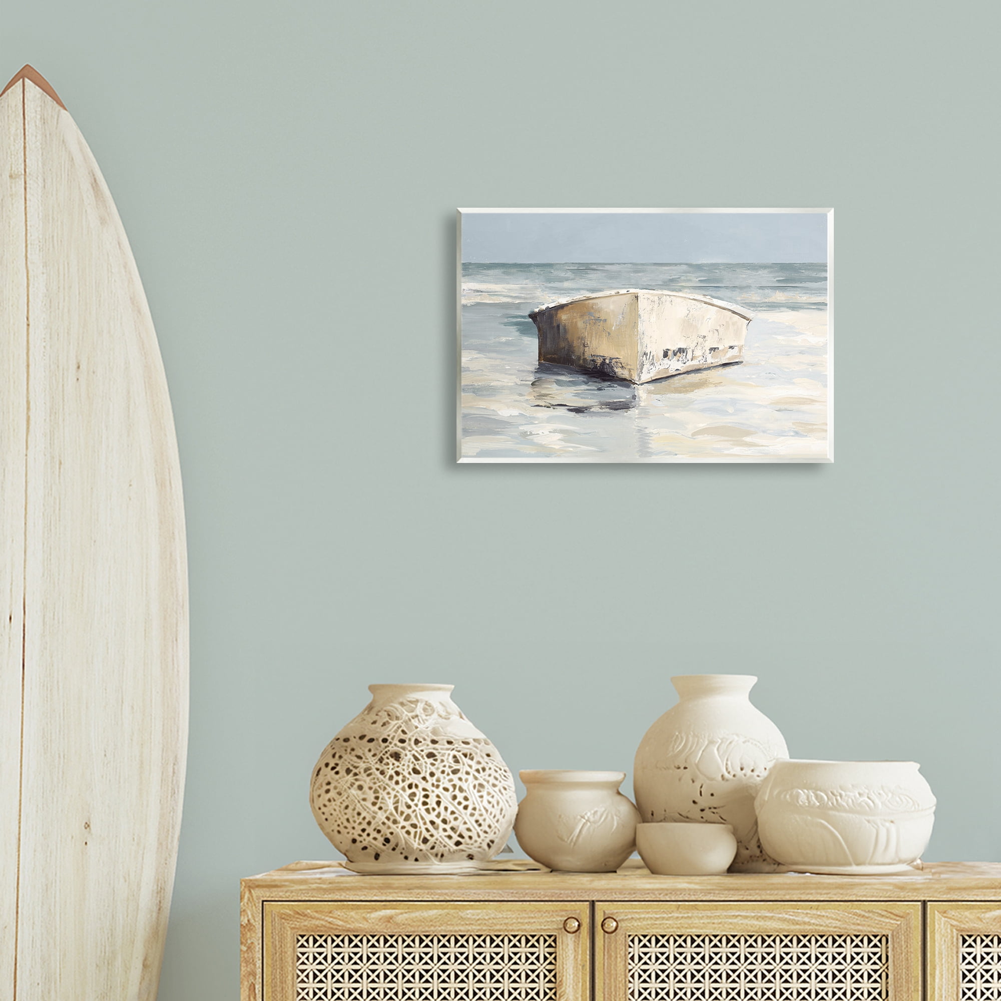 Stupell Industries Abandoned Boat Hull Transportation Painting Unframed Art Print Wall Art, 19 x 13