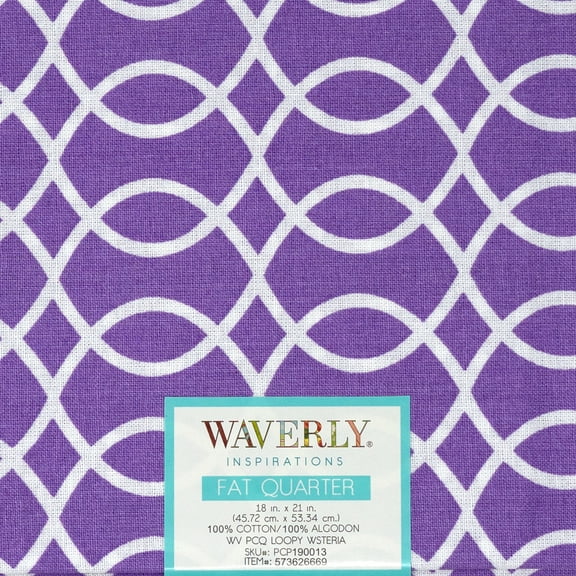 Waverly Inspirations Cotton 18" x 21" Loopy Wisteria Color Fat Quarter, 1 Piece