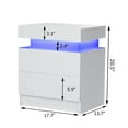 thumbnail image 3 of Hommpa RGB LED Light  2 Drawers Nightstand High Gloss White Bedside Tables for Bedroom Furniture, 3 of 9