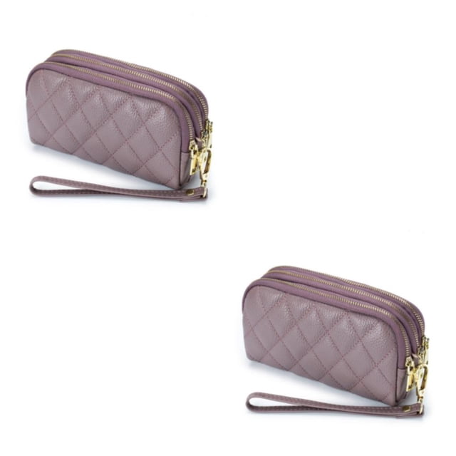 Sonducket Billeteras para mujer, tarjetero de diseño largo de PU de Color sólido, monedero multitarjeta con tres cremalleras, bolso suave para Type5 NO5