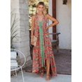 thumbnail image 6 of Women Wild Floral Print Backless Sexy Beach Bohemian Maxi Dress Lady High-Low Tassel Strapless Vacation Boho Dress, 6 of 6
