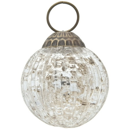 Small Mercury Glass Ornament (Mona Design, 2.25-Inch, Silver) - Vintage-Style Decoration