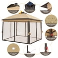 thumbnail image 4 of Yaheetech Pop-Up Gazebo Tent with Height Adjustable, Solar LED Lights, Mesh Sides, Khaki/Brown, 4 of 7