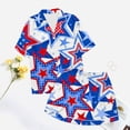 thumbnail image 3 of XIAOCHA Women's Patriotic Star Print Pajama Set Loose Short Sleeve Notched Collar Sleepwear Soft Bold Sleep Pajamas Set, 3 of 3