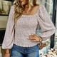 thumbnail image 3 of Blusa Cuello cuadrado Cintura Adelgazante Manga larga Impresión Tops de moda para mujer, 3 of 6