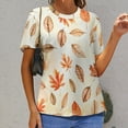 thumbnail image 6 of Autumn Harvest Maple Leaves Thanksgiving T Shirts Basic T-Shirt Short Sleeve Ladies Tee Shirt Summer Graphic Clothing, 6 of 6