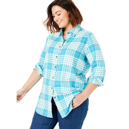 Woman Within Plus Size Classic Flannel Shirt