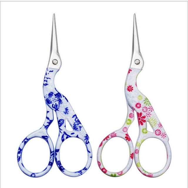 2PCS Vintage Stork Shape Sewing Scissors Stainless Steel Tailor Scissors Sharp Sewing Shears for Embroidery, Sewing, Craft, Art Work & Everyday Use