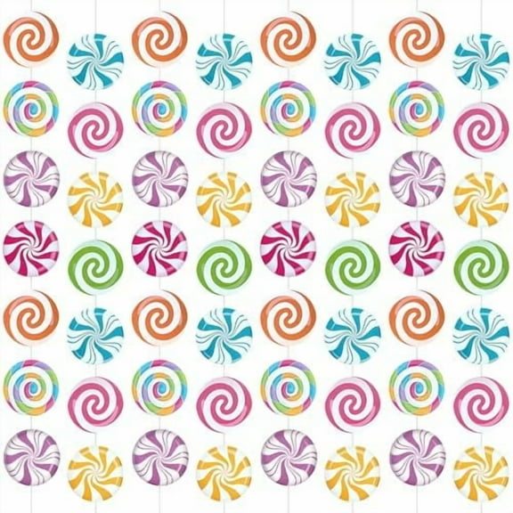 8 Pcs Candy Garland Banner, Swirl Candyland Banner, Giant Hanging Candy Garland for Birthday Sweet Lollipop Theme Baby Shower Candyland Party Decorations