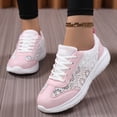 thumbnail image 2 of Sewkxo Women'sLace Sneaker Low Top Casual Walking Shoes Classic Comfort Flat Fashion Sneakers,Pink 40, 2 of 5