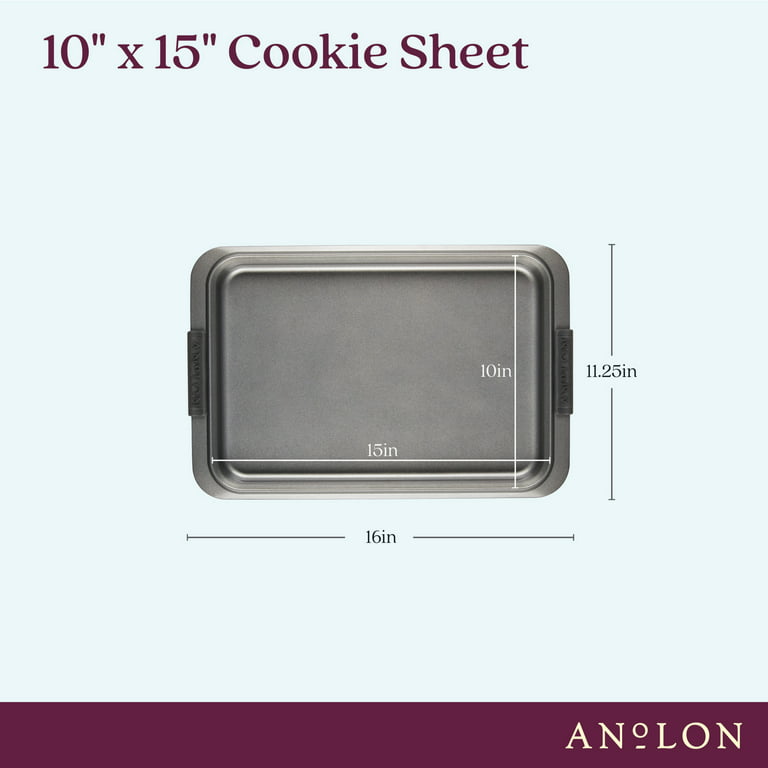 Anolon Advanced Nonstick Bakeware with Grips, Nonstick Cookie Sheet / Baking  Sheet - 10 Inch x 15 Inch, Gray