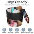 thumbnail image 2 of PhooArto Large Barrel Drawstring Makeup Bag, Sloth Pink Donut Galaxy Travel Cosmetic Bag Portable Make Up Organizer Bag, 2 of 6