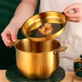 thumbnail image 2 of Culinary Tool, Anti-Drip and Non-Slip Design Stainless Steel Oil Filter Pot, Premium Material Non-Stick Coating Cooking Oil Filter Grease Container for Kitchen (Gold), 2.8L Large Capacity, 2 of 5